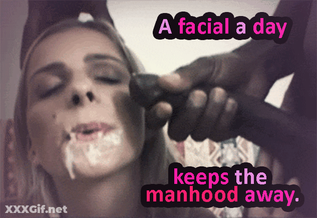 A Sissy Gets A Facial: A BBC Cumshot Caption GIF