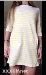 Amateur Pussy Play With Striped Dress GIF