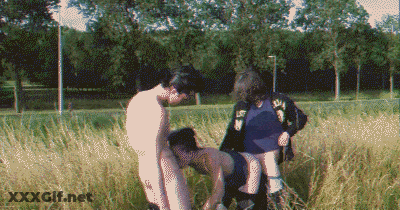 Amateur Threesome Blowjob In The Wild GIF