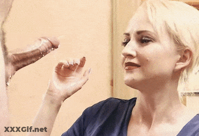 Blonde Babe Gets A Cumshot GIF