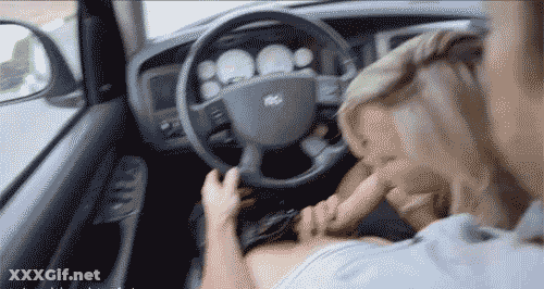 Blonde Babes Giving Amazing Blowjobs In A Car GIF
