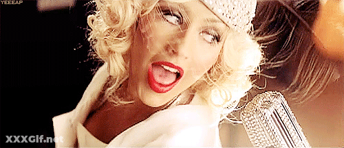 Blonde Celebrity Christina Aguilera's Big Tits And Open Mouth GIF