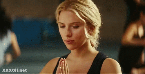 Blonde Celebrity Scarlett Johansson Prays For Erotic Success GIF