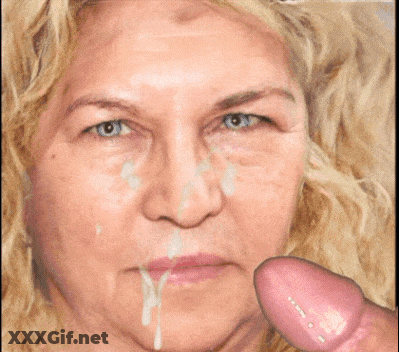 Blonde Granny Gets Facial Cumshot GIF
