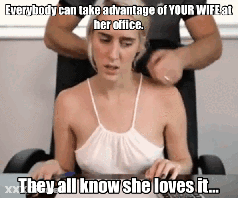 Blonde Wife's Tits Groped By Everybody In The Office GIF
