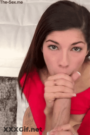 Brunette Ava Taylor Sucks Big Cock GIF