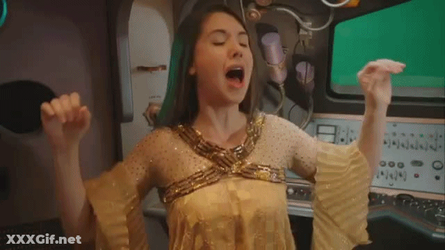 Busty Babe In Gold Dress Gets Nasty GIF