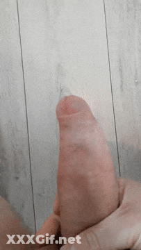 Cumshot King: Thick, Uncut Cock Selfshot GIF