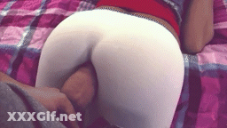 Dry Humping With A Soft Touch: White Pants And A Red Bikini GIF