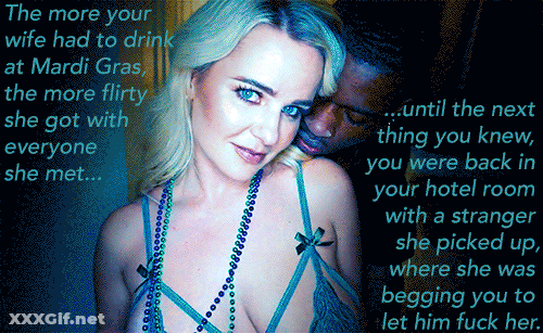 Hotwife Mardi Gras Caption: Cuckold Interracial Fun GIF