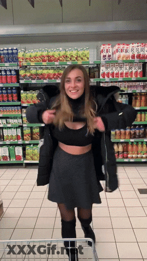 Josephine Jackson Flashes Busty Bikini In Grocery Store Aisle GIF
