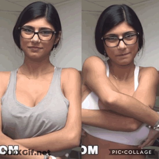 Mia Khalifa Top Removing Combo GIF