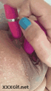 Pussy Pumpin' With A Vibrator: Double Penetration Masturbation GIF