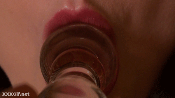 Red Lips, Glass Dildo, Blowjob GIF: Get Your Kink On With Sexy Slut GIF