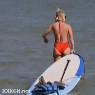 Renee WWE Divas Surfing In Bikini GIF