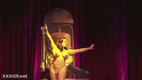 Sexy BBW With Big Tits Strips On Stage GIF