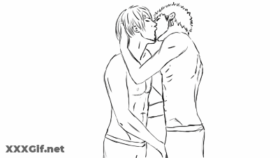 Sexy Cartoon Drawing Of Two Guys Kissing GIF