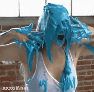 Slimy Messy Fetish: Woman Gets Covered In Gunge GIF