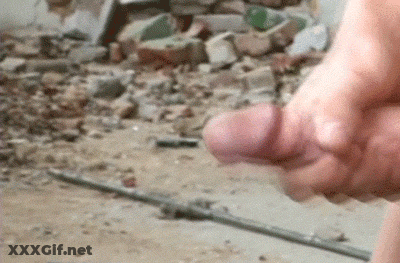Source: That Gay GIF! — Shooting His Load Outdoors GIF