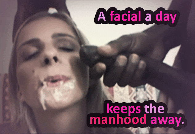 A Sissy Gets A Facial: A BBC Cumshot Caption GIF