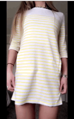 Amateur Pussy Play With Striped Dress GIF