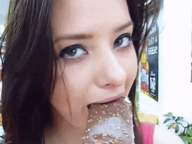 Anna Tatu's Eye-Catching Face As She Eats Ice Cream GIF
