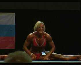 Blonde Athletic Babe Gets Naked GIF