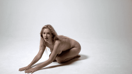 Blonde Babe Gets Naked And Dances For You GIF