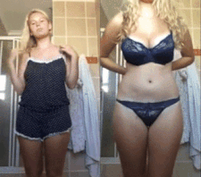 Blonde Babe With Big Tits: Amateur Sexy Shower Moment GIF