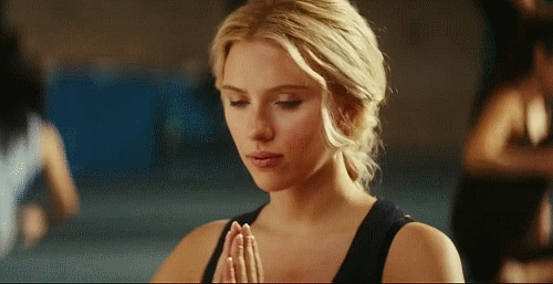 Blonde Celebrity Scarlett Johansson Prays For Erotic Success GIF