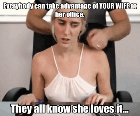 Blonde Wife's Tits Groped By Everybody In The Office GIF