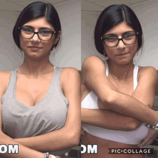 Mia Khalifa Top Removing Combo GIF