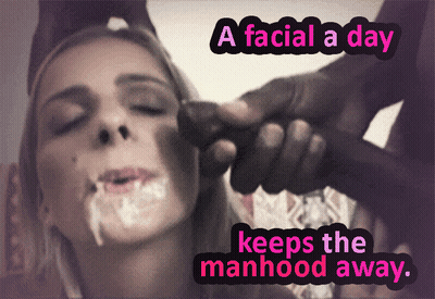 A Sissy Gets A Facial: A BBC Cumshot Caption GIF