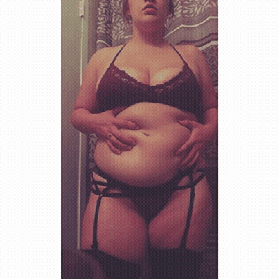 Amateur BBW With Big Tits In Lingerie GIF