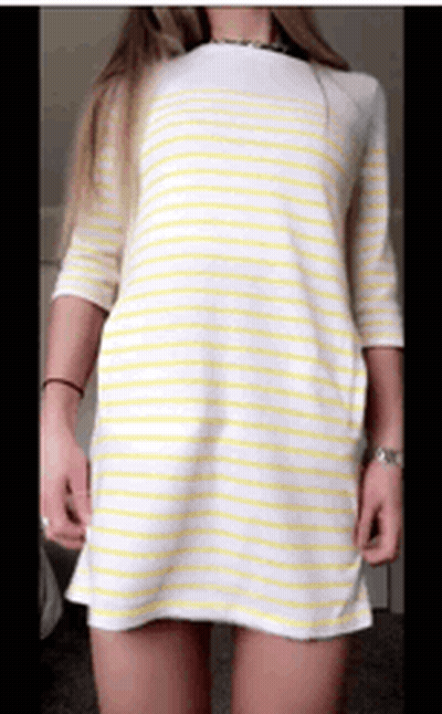 Amateur Pussy Play With Striped Dress GIF