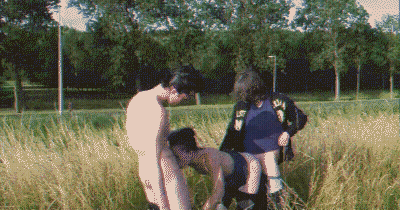 Amateur Threesome Blowjob In The Wild GIF