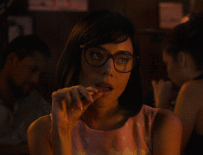 Aubrey Plaza Gets Naughty In Glasses - Brunette Celebrity Tease GIF
