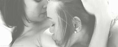 Babes In The Woods: Two Lesbian Babes Snuggle And Kiss GIF