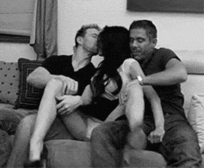 Babes Threesome: Three Hot Babes Giving Each Other A Kiss GIF