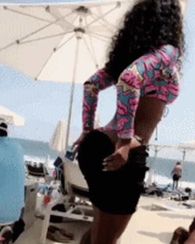 Beach Babe's Black Booty: Creep-Free, Non-Nude Fun GIF