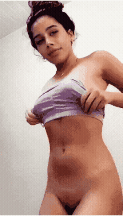Big Boobs Babe Flashes Her Nipples - See Her Beautiful Face GIF