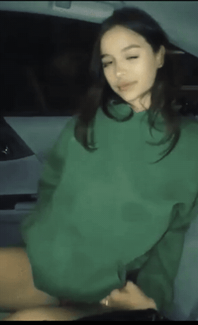 Big Tits Babe In Green Sweater GIF