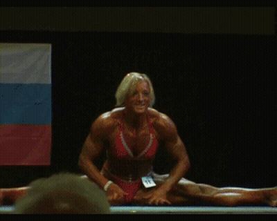 Blonde Athletic Babe Gets Naked GIF
