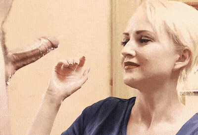 Blonde Babe Gets A Cumshot GIF