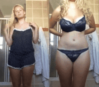 Blonde Babe With Big Tits: Amateur Sexy Shower Moment GIF
