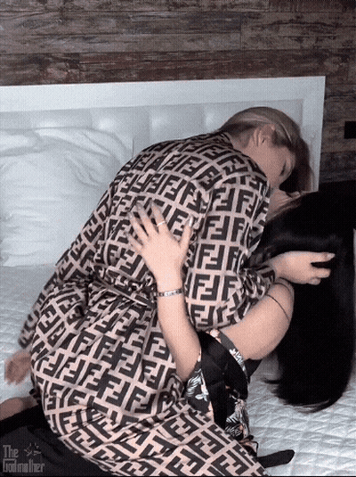 Blonde Babes Kissing: Lesbian Teen Fun GIF