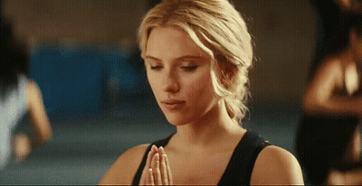 Blonde Celebrity Scarlett Johansson Prays For Erotic Success GIF