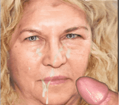 Blonde Granny Gets Facial Cumshot GIF