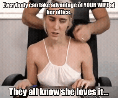 Blonde Wife's Tits Groped By Everybody In The Office GIF