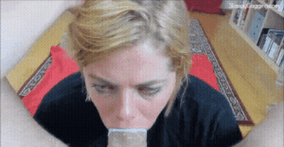 Blowjob Bitch Gets Cumshots GIF